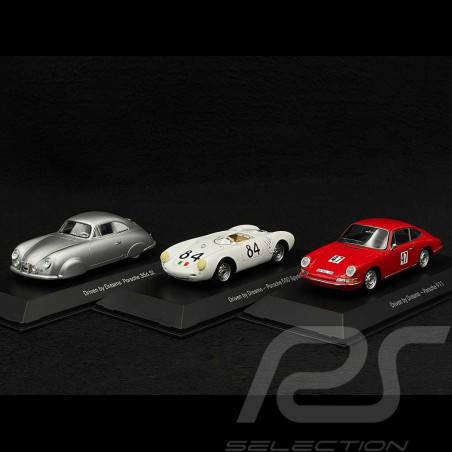 Trio Porsche 356 SL 550 Spyder & 911 1/43 Spark