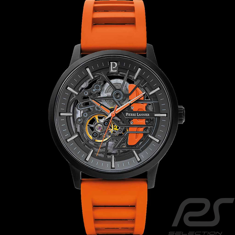 Montre automatique Pierre Lannier Paddock Fabriqué en France Orange 341A499