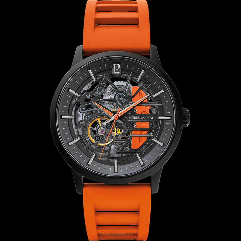 Paddock Automatic Watch Orange Silicone bracelet Made in France Pierre ...