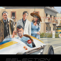 "La Dolce Vita, GP Pescara 1957" original drawing by Benjamin Freudenthal