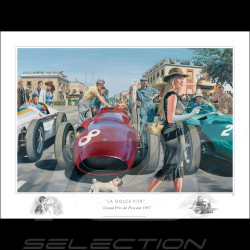 "La Dolce Vita, GP Pescara 1957" original drawing by Benjamin Freudenthal