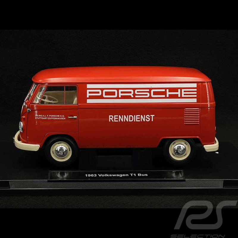 Volkswagen Combi T1 "Porsche Renndienst" 1963 Rouge 1/18 Welly 18053TDA