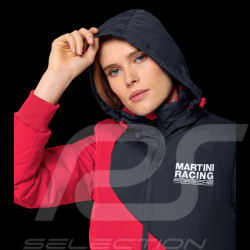 Veste Porsche Martini Racing Collection Matelassée à Capuche Rouge / Bleu Marine WAP555P0MR - Femme