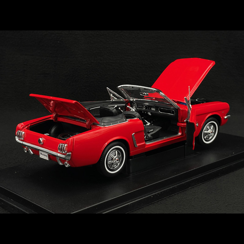 Modèle Réduit Ford Mustang Cabriolet 1964 échelle 1:18 - WELLY Rouge - Neuf En Boîte