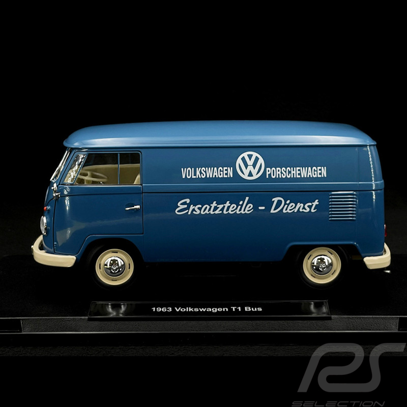 VW Bulli T1 Porsche Transporter Ersatzteile Dienst 1963 blau 1/18 Welly 18053W