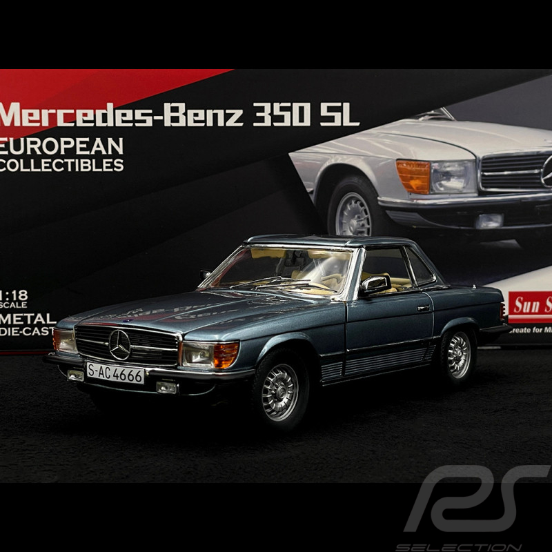 Mercedes-Benz 350 SL R107 Hardtop 1977 Hellblau Metallic 1/18 Sunstar 4666
