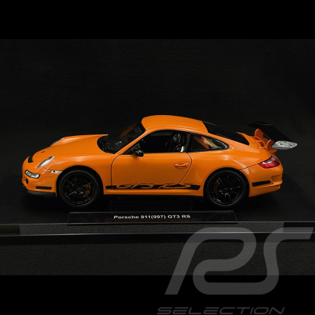 Porsche 911 GT3 RS 997 3.6 ph 1 orange / bandes noires 2007 1/18 Welly 18015OR