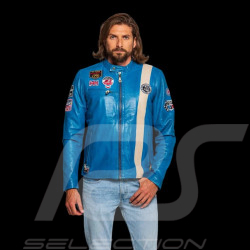 Veste cuir Jean-Pierre Jarier F1 Team Bleu - homme