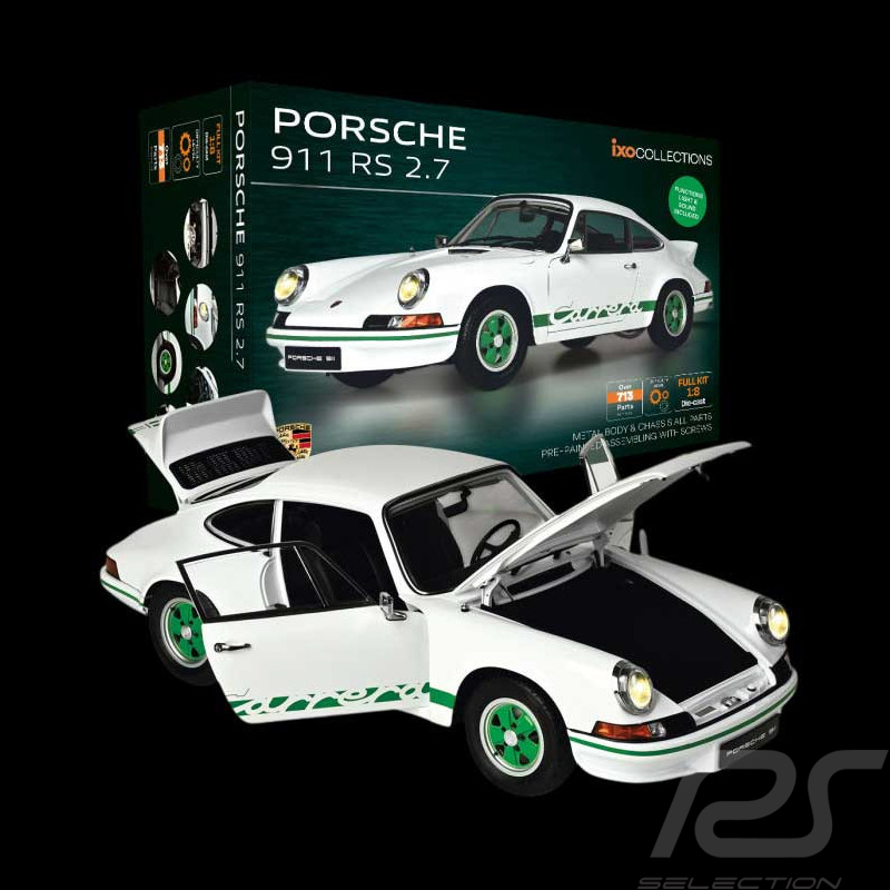 Kit Porsche 911 Carrera RS 2.7 1973 Grand-Prix Weiß / Grüne Streifen 1/8 Bausatz Ixo Models