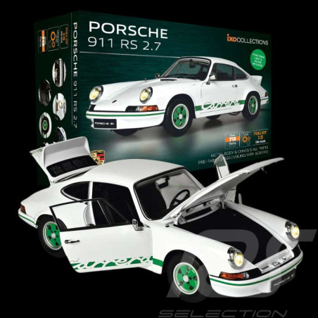 Kit Porsche 911 Carrera RS 2.7 1973 Blanc Grand-Prix / Bandes Vertes 1/8 à monter Ixo Models