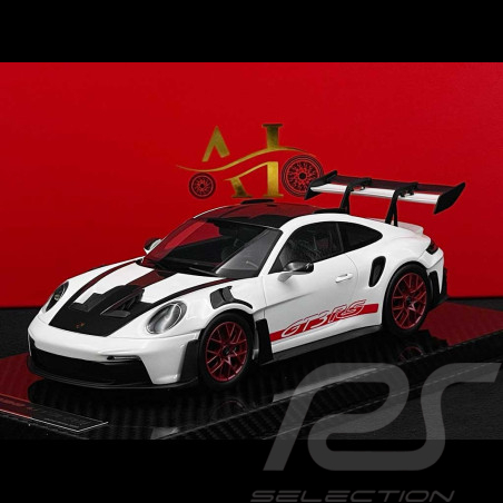 Porsche 911 GT3 RS Typ 992 2022 Weissach Package Weiß / Pyrorot Streifen 1/18 Radscale RMW