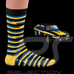 Chaussettes Inspiration Saab 99 Swedish Rally 1979 Noir / Jaune / Bleu - mixte - Pointure 41/46