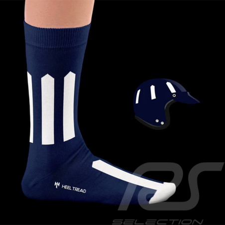 Inspiration Graham Hill F1 Monaco Grand Prix Socken Blau / Weiß - Unisex - Größe 41/46