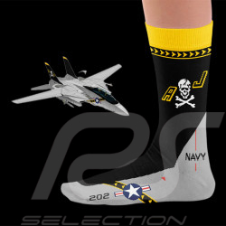 Chaussettes Inspiration Jolly Rogers F-14 Tomcat Gris / Noir / Jaune - mixte - Pointure 41/46