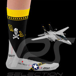 Chaussettes Inspiration Jolly Rogers F-14 Tomcat Gris / Noir / Jaune - mixte - Pointure 41/46