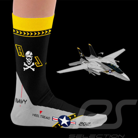 Chaussettes Inspiration Jolly Rogers F-14 Tomcat Gris / Noir / Jaune - mixte - Pointure 41/46