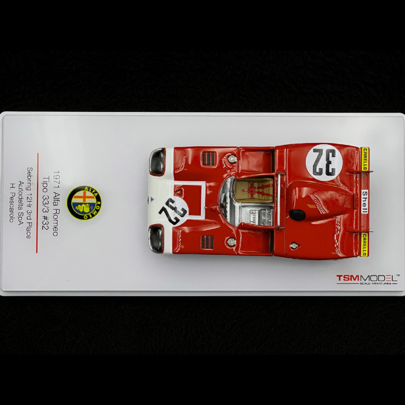 Miniature TSM 1/43 Alfa Romeo Tipo 33.3 N°32 - Pescarolo 12H Sebring 1971 - Résine