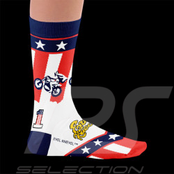 Inspiration Evel Knievel Moto Jump socks Blue / White / Red - unisex - Size 41/46