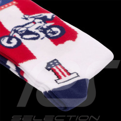 Chaussettes Inspiration Evel Knievel Moto Jump Bleu / Blanc / Rouge - mixte - Pointure 41/46