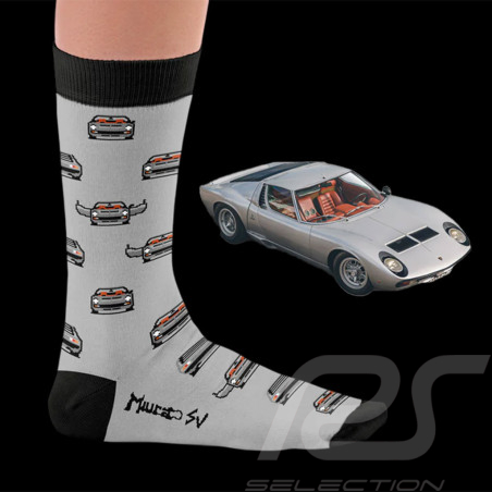 Chaussettes Inspiration Lamborghini Miura SV Museu Gris / Noir - mixte - Pointure 41/46