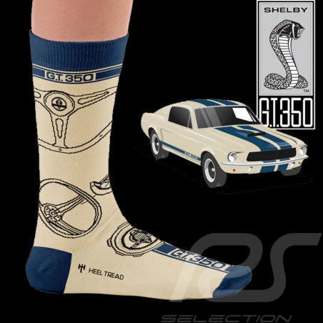 Chaussettes Inspiration Ford Mustang Shelby GT350 Bleu / Beige - mixte - Pointure 41/46