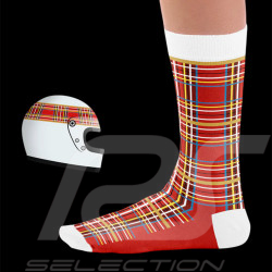 Chaussettes Inspiration Tartan Jackie Stewart Flying Scot Rouge / Blanc - mixte - Pointure 41/46