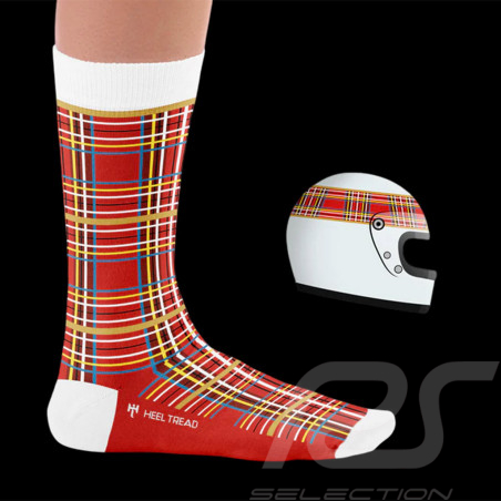 Chaussettes Inspiration Tartan Jackie Stewart Flying Scot Rouge / Blanc - mixte - Pointure 41/46