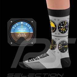 Chaussettes Inspiration Aviation Cockpits Instruments Gris / Noir - mixte - Pointure 41/46