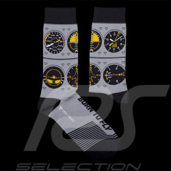 Chaussettes Inspiration Aviation Cockpits Instruments Gris / Noir - mixte - Pointure 41/46