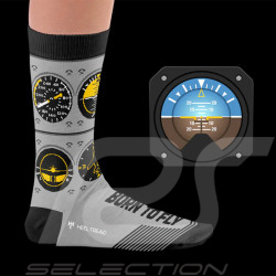 Chaussettes Inspiration Aviation Cockpits Instruments Gris / Noir - mixte - Pointure 41/46