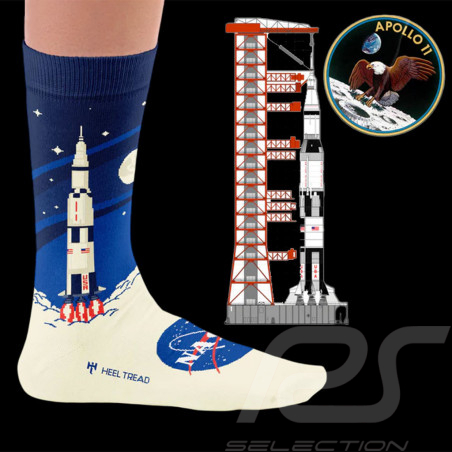 Chaussettes Inspiration Nasa Saturn V Apollo 11 Bleu / Blanc - mixte - Pointure 41/46