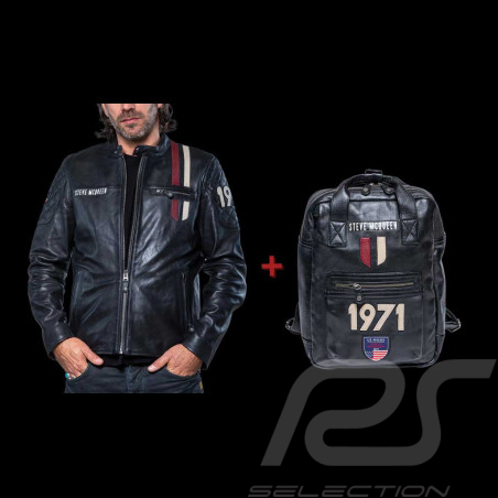 Duo Steve McQueen Jacke Le Mans 1971 + Rucksack Leder