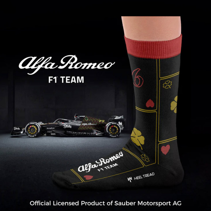 F1 Racing Socks Inspiration Alfa Romeo F1 Team Las Vegas socks Black / Red / Gold ...