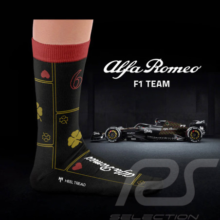 Inspiration Alfa Romeo F1 Team Las Vegas Socken Schwarz / Rot / Gold - Unisex - Größe 41/46