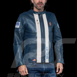 Duo Veste cuir Carroll Shelby Cobra 98 + Sac en Cuir Bleu Royal