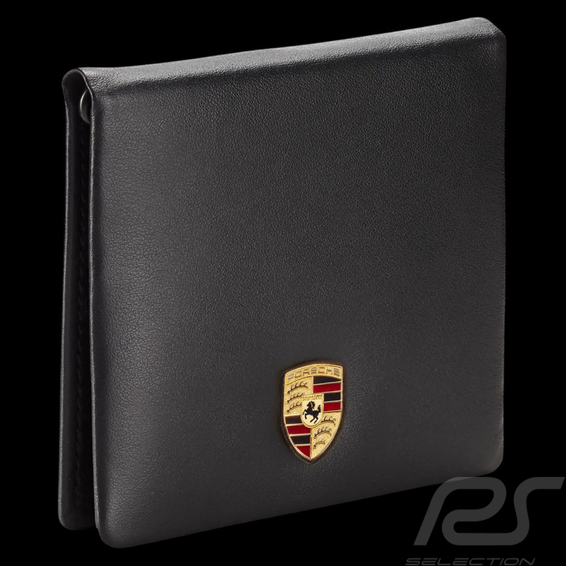 Porsche Wallet Credit card holder Metal crest With money cliip Black Leather WAP0300300NKEG