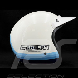 Casque Carroll Shelby Contessa Blanc avec bandes bleues dégradées