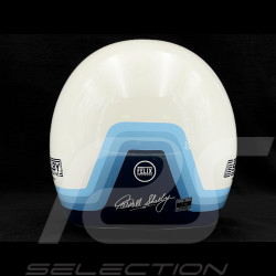 Casque Carroll Shelby Contessa Blanc avec bandes bleues dégradées