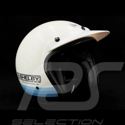 Casque Carroll Shelby Contessa Blanc avec bandes bleues dégradées