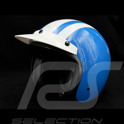 Casque inspiration Steve McQueen ISDT 64 Replica Bleu avec bandes blanches