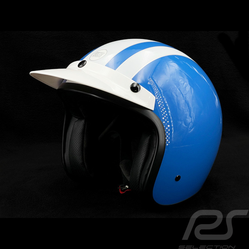 Steve McQueen Helm Inspiriert ISDT 64 Replica Blau mit weißen Streifen