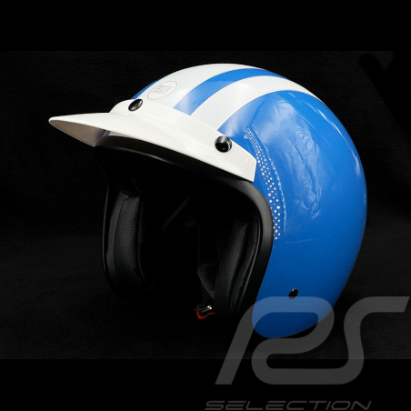 Casque inspiration Steve McQueen ISDT 64 Replica Bleu avec bandes blanches