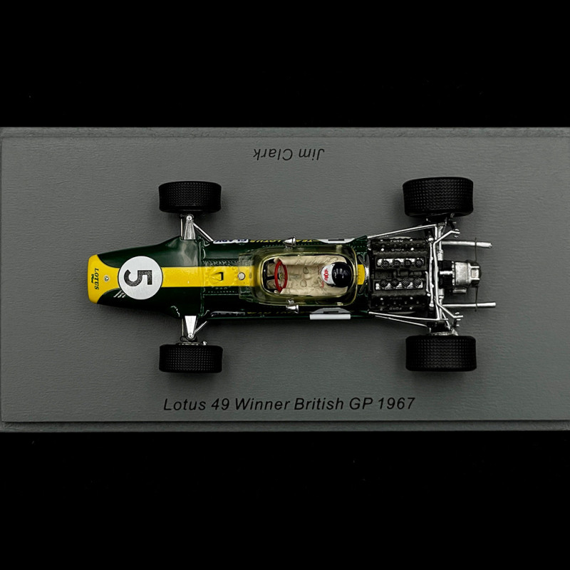 SPARK 1/43 – Lotus 49 GP Grande-Bretagne 1967 – Graham Hill N°6 – Miniature Résine Verte