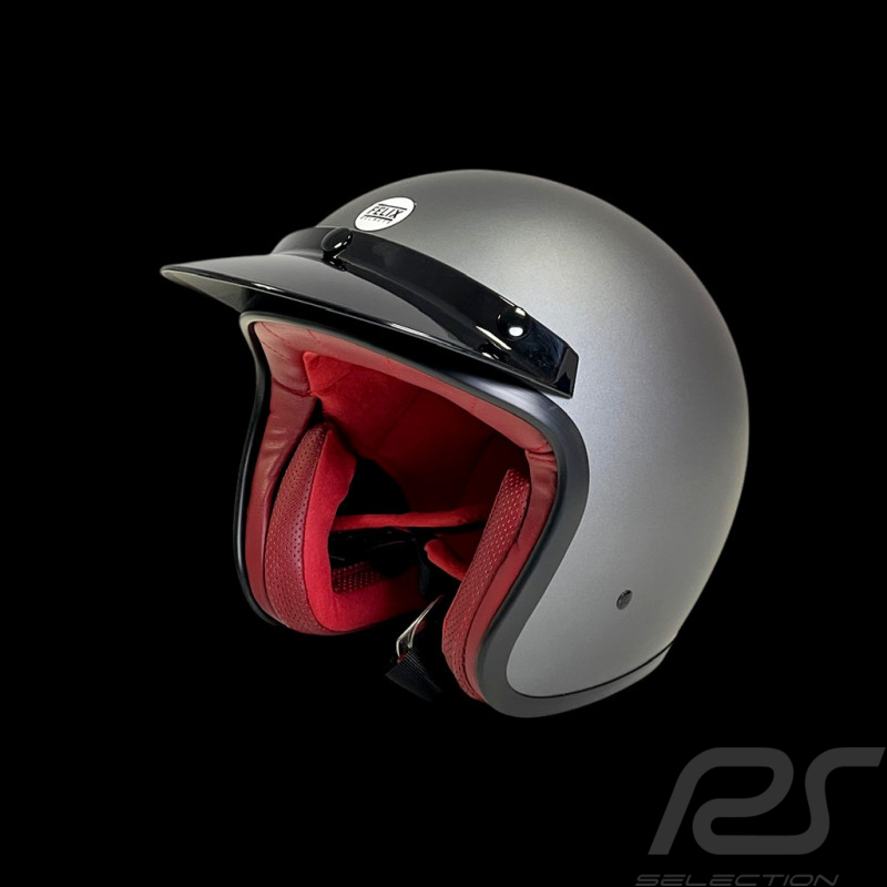 Vintage Helm Racer Metallic-Grün mit rotem Leder