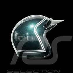 Steve McQueen-inspired Helmet Highland Vintage Green with White Stripes