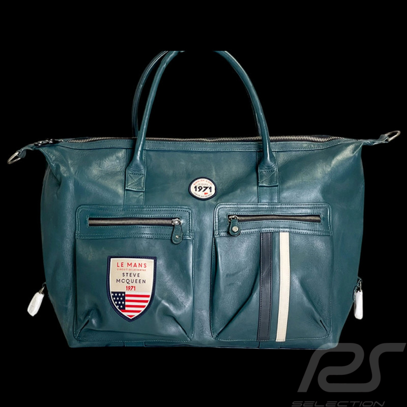 Sehr Große Ledertasche Steve McQueen 24H Du Mans Dean Petrolblau 27278-9098