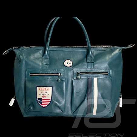 Sehr Große Ledertasche Steve McQueen 24H Du Mans Dean Petrolblau 27278-9098