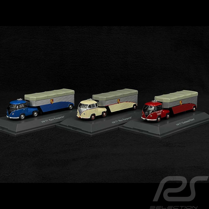 Porsche Set Transporter Truck Volkswagen VW T1 Transporteur racing cars 1/64 Schuco