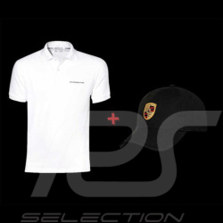 Duo Polo Porsche Classic Blanc + Casquette Porsche Ecusson Noir