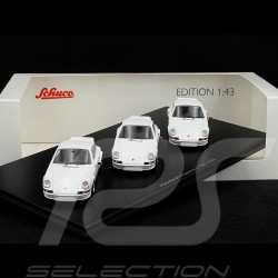 Set de 3 Porsche 911 Carrera RS 2.7 1973 Blanc Bandes Vertes / Bleues / Rouges 1/43 Schuco 450725700